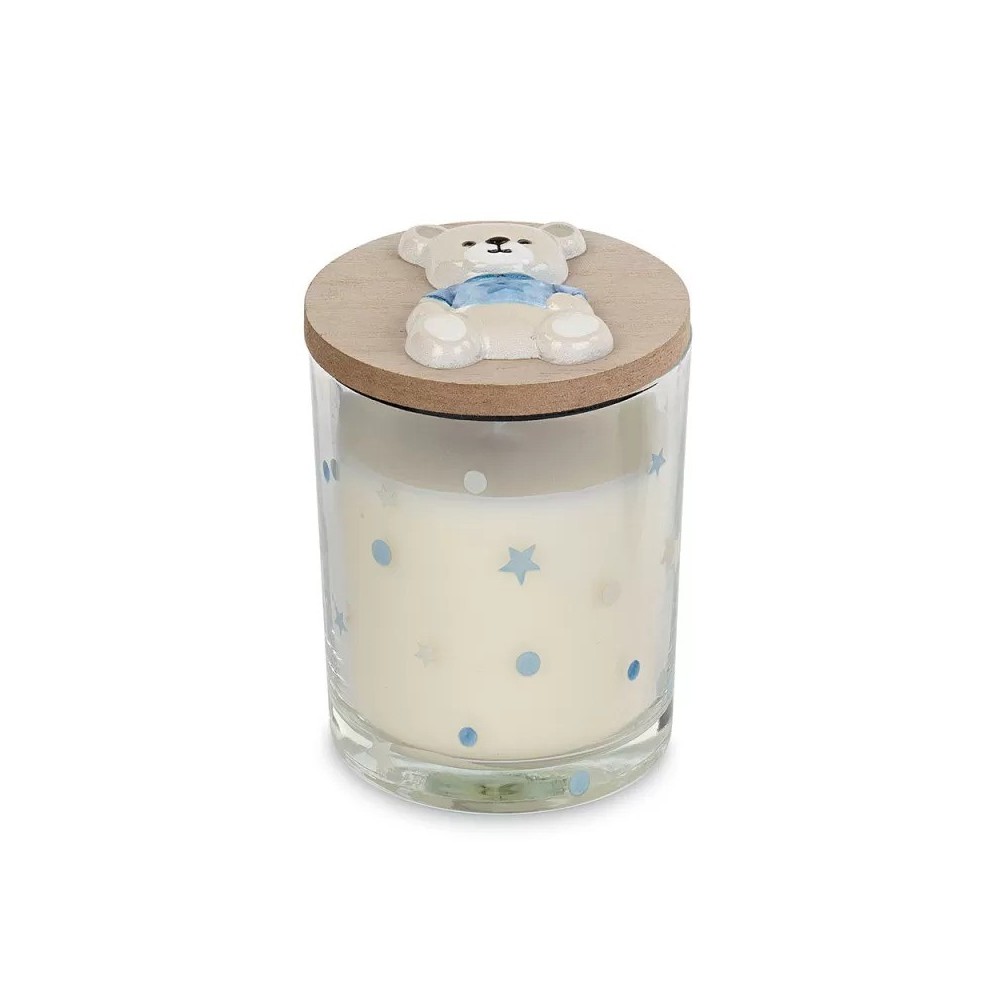 CANDELA VETRO ORSETTO AZZURRO D7 H9 CON SCATOLA